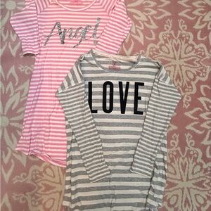 Lot of 2Victoria's Secret Vintage Pink striped Angel and Gray Striped Pajama Set
